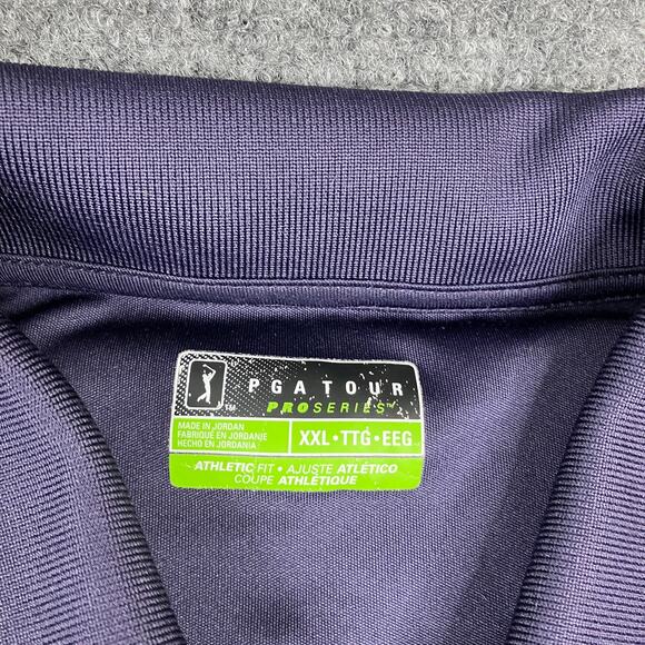 PGA Tour Pro Series Polo Mens XXL Purple Blue Striped Athletic Fit Golf Shirt - Picture 3 of 7